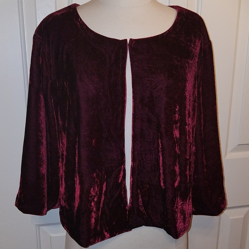 Park & Main, womens 3x, burgundy shrug, velvet